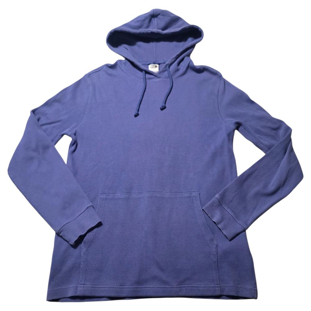 The North Face Mens Large Waffle Knit Hoodie Periwinkle Purple Pullover Thermal